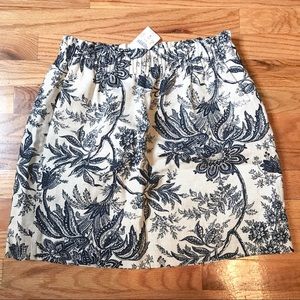 J. Crew Navy & Beige Floral Sidewalk Skirt